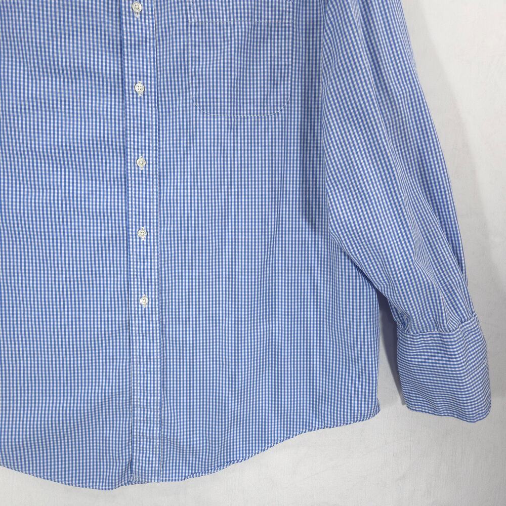 Vintage Brooks Brothers Makers Dress Shirt Mens 17.5-34 Blue Check French Cuff - Picture 4 of 13